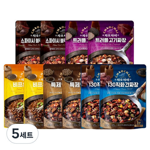 차오차이 짜장 혼합 5종 x 2p 세트, 180g, 5세트