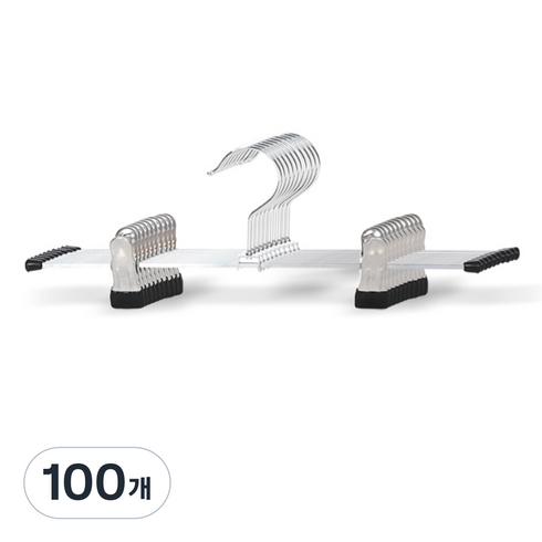 마켓플랜 원핏 논슬립 집게 바지걸이, 블랙, 100개