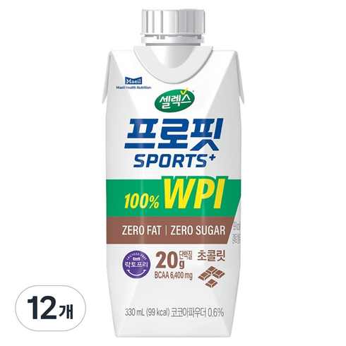 셀렉스 프로핏 스포츠 플러스 초콜릿 음료, 330ml, 12개