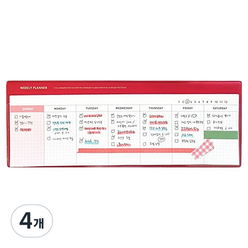 잼스튜디오 위클리 데스크 패드, 02 레드, 4개