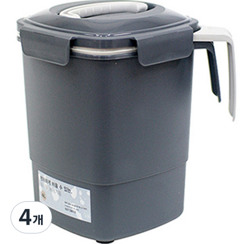 한샘 밀폐가 잘되는 음식물 쓰레기통 4L, 그레이, 4개