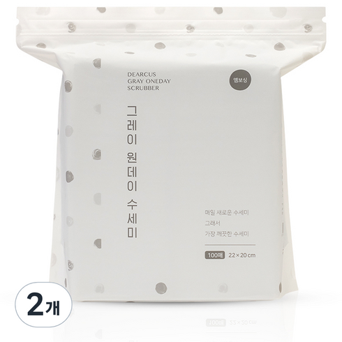 디어커스 원데이 엠보싱 수세미 팩타입, 그레이, 2개, 100개
