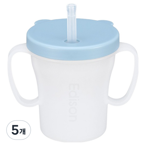 에디슨 베이비 흘림방지 빨대컵, 블루, 5개, 200ml