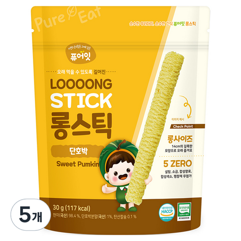 퓨어잇 롱스틱, 단호박, 30g, 5개