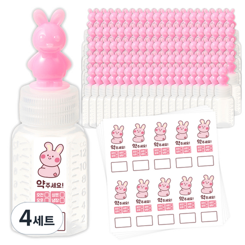 코멧 토끼캐릭터 12ml 물약병 스티커 100P 세트, 4세트