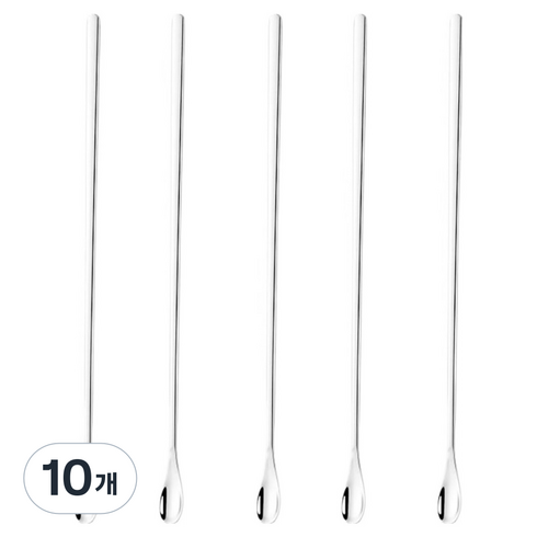 Yol 스테인레스 304 롱 머들러 티스푼 22cm, 실버, 10개