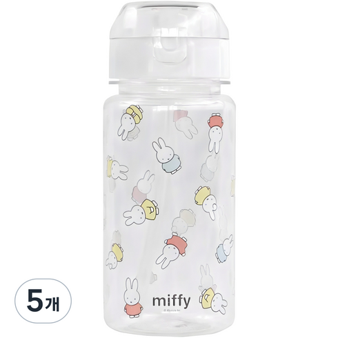 키친유 미피 빨대 물병, 혼합색상, 350ml, 5개