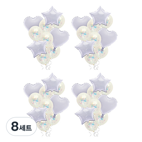 블럭마트 돌잔치 하트 별풍선 파티풍선 생일풍선 세트, TYPE6, 8세트