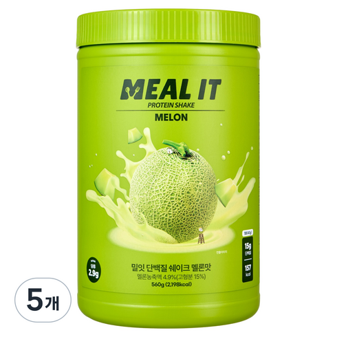 밀잇 단백질 쉐이크 멜론맛, 560g, 5개