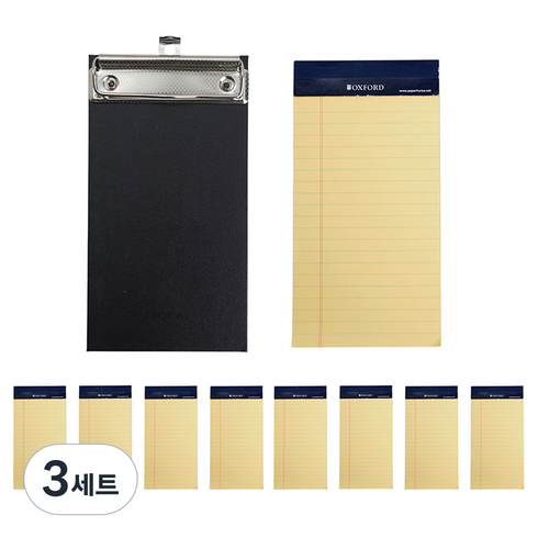 OXFORD 노트 클립보드 + 리필패드 Mini 50매 9p 세트, 랜덤발송(클립보드), 노랑(리필패드), 3세트