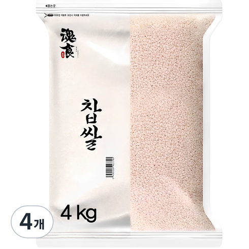 혼식 찹쌀, 4kg, 4개