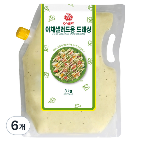 오뚜기 오쉐프 야채 샐러드용 드레싱, 3kg, 6개
