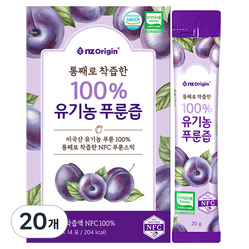 엔젯오리진 통째로 착즙한 유기농 푸룬즙 14p, 280g, 20개