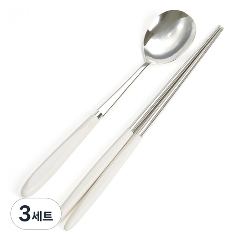 올비아 라떼라운드 수저세트, 크림, 숟가락 + 젓가락, 3세트