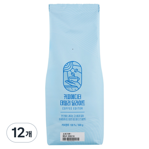 커피에디터 데일리딜라이트 원두, 500g, 12개, 홀빈(분쇄안함)