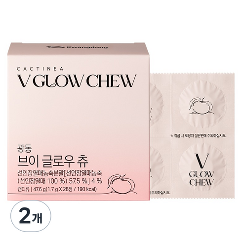광동 브이글로우 츄 47.6g, 28정, 2개
