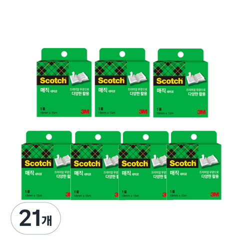 쓰리엠 스카치 매직테이프 리필 810 18mm x 15m, 21개