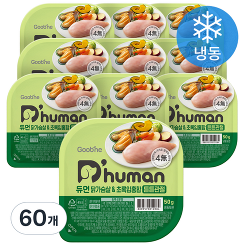 듀먼 전연령용 강아지 튼튼관절 화식사료, 닭+초록잎홍합, 50g, 60개