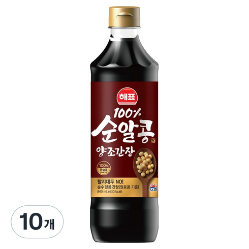 해표 순알콩 양조간장, 10개, 840ml