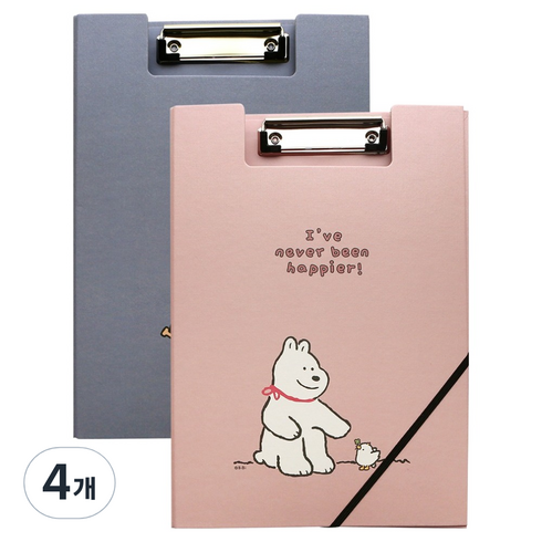핑크풋 비비 클립 밴드화일 A4, 랜덤발송, 4개