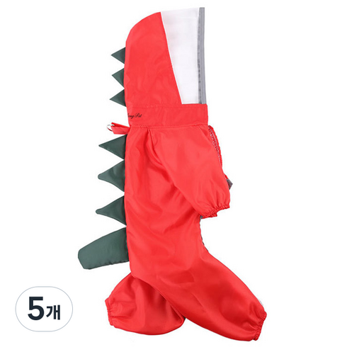 딩동펫 반려동물 공룡 올인원 우비, 레드, 5개