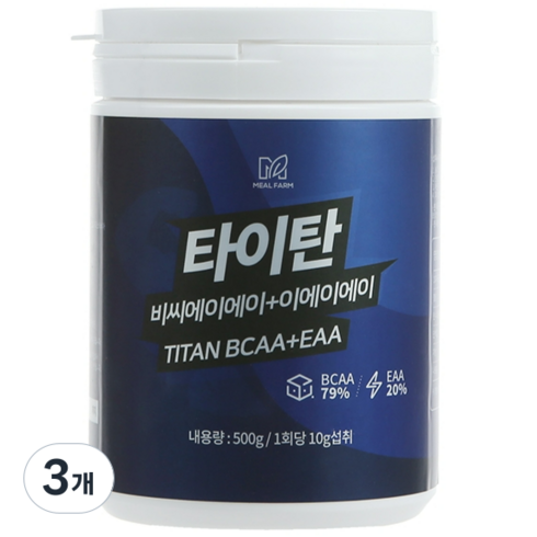 밀팜 타이탄 BCAA EAA 아미노산 헬스보충제, 3개, 500g