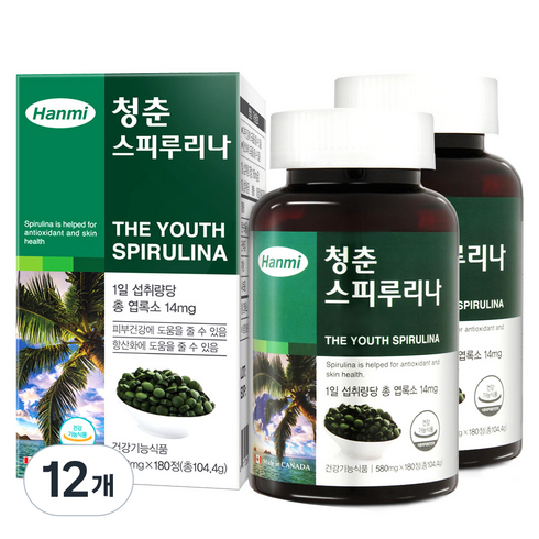 한미헬스 청춘 스피루리나, 180정, 12개