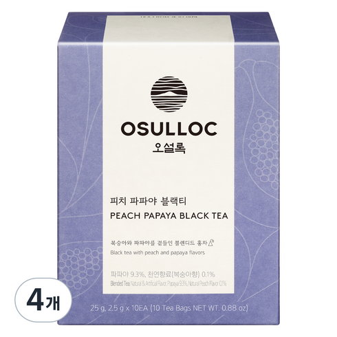 오설록 피치 파파야 블랙티 피라미드 티백, 2.5g, 4개, 10개입