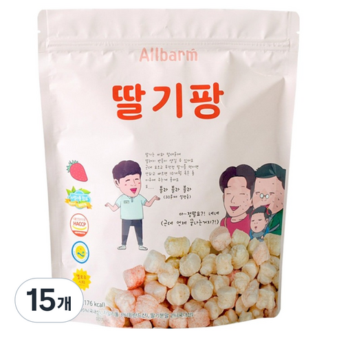Allbarm 순수 딸기팡, 딸기맛, 50g, 15개