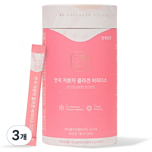 안국건강 저분자 콜라겐 비피더스 60p, 132g, 3개