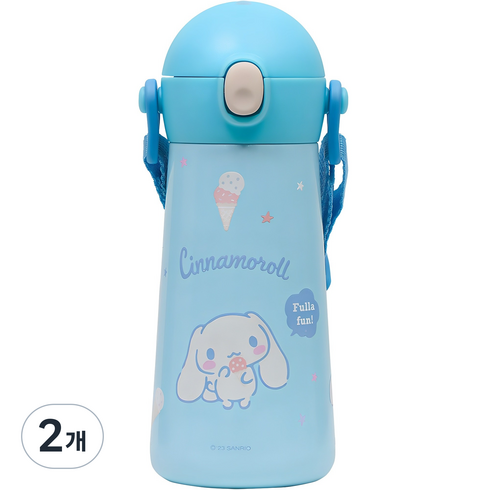 릴팡 더보틀 원터치 어깨끈 이중스텐 물통, 시나모롤, 460ml, 2개