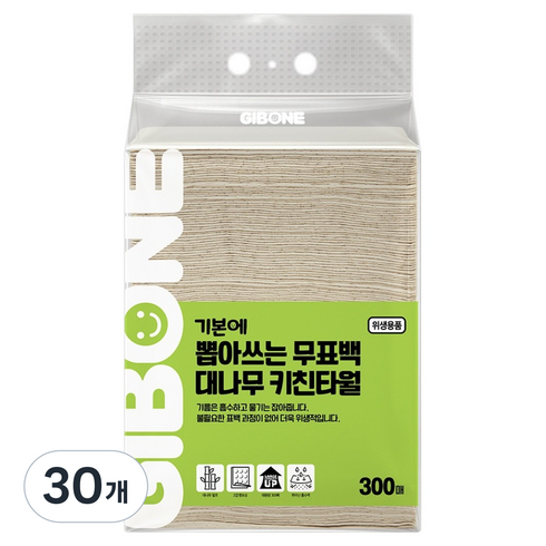 기본에 뽑아쓰는 무표백 대나무 키친타올, 1개입, 30개