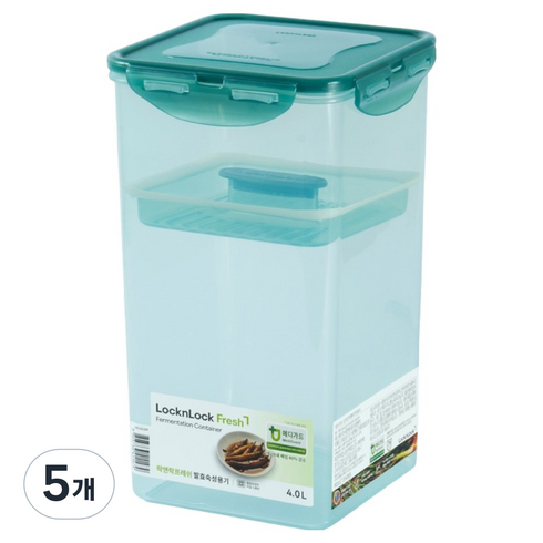 락앤락 MEDI 발효 숙성 용기 + 누름판 세트, 4L, 5개