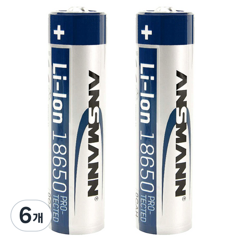 안스만 18650 리튬이온 배터리 충전지 3500mAh, 2개입, 6개