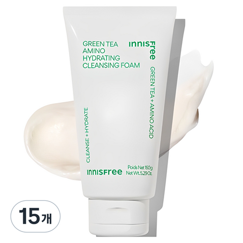 이니스프리 그린티 아미노 수분 클렌징 폼, 150ml, 15개