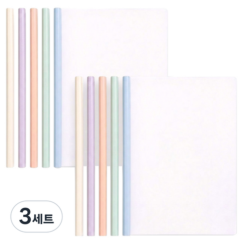 핸디랩 투명 클리어 쫄대파일 A4 5종 2P, 파스텔 혼합, 3세트