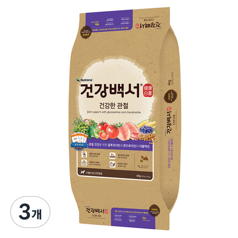 뉴트리나건강백서 강아지 기능성 사료, 뼈/관절강화, 6kg, 3개