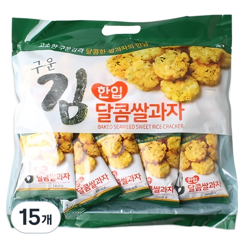 구운김 한입 달콤 쌀과자, 250g, 15개
