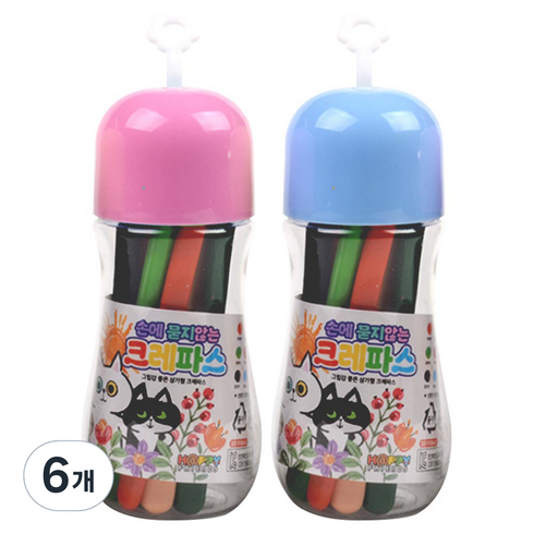 손에 묻지않는 크레파스 랜덤발송, 12색, 6개