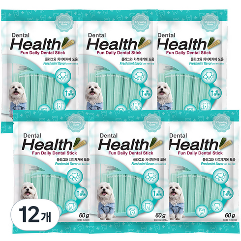 덴탈헬스 강아지 덴탈껌, 민트맛, 60g, 12개