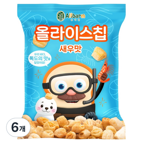 Allbarm 올라이스칩, 50g, 6개, 새우맛