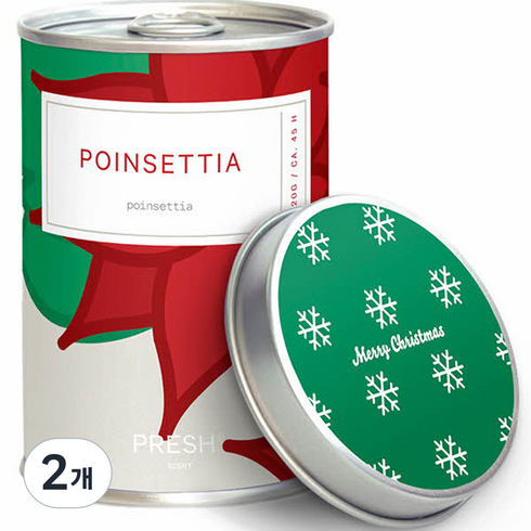 PRESH 소이 캔들 향초 미디엄, POINSETTIA 포인세티아, 220g, 2개