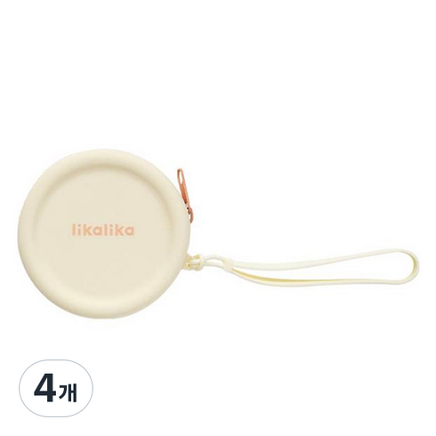 리카리카 반려동물 휴대용 실리콘 냠냠 간식 파우치, 크림오렌지, 4개