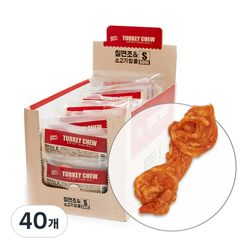 헥스 강아지 터키츄 건조간식 S, 본 혼합맛(칠면조/소고기), 13g, 40개