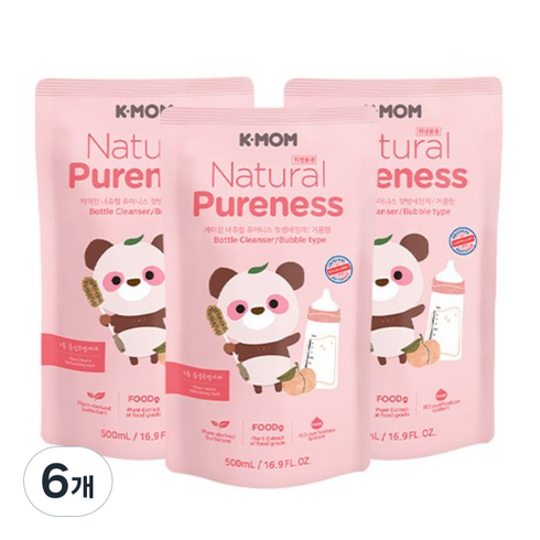 케이맘 퓨어니스 젖병세정제 거품형 리필, 500ml, 6개