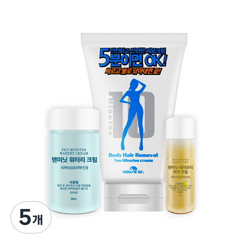하우스닥터이글루 텐미닛 제모크림 100ml + 워터리 크림 20ml + 세이프티 V오일 10ml, 5개