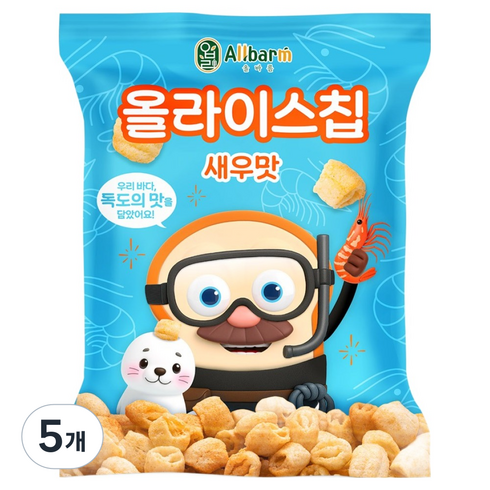 Allbarm 올라이스칩, 50g, 5개, 새우맛