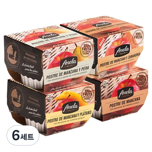 아넬라 생과일 퓨레 4종 세트, 혼합맛(사과,바나나,사과배,당근), 800g, 6세트
