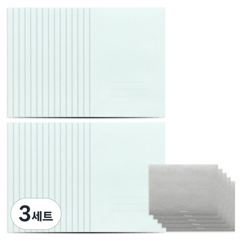 모노라이크 베이직 엽서 봉투 30p + 스티커 30p 세트, 민트, 3세트