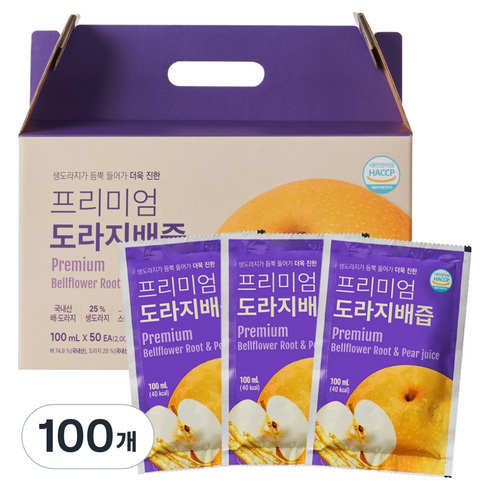 유기농마루 정품 물넣지않은 어른용 프리미엄 도라지배즙, 100ml, 100개